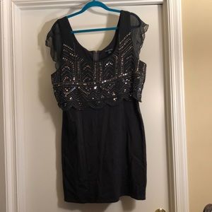 American Eagle Gray Sequin and Knit Dress